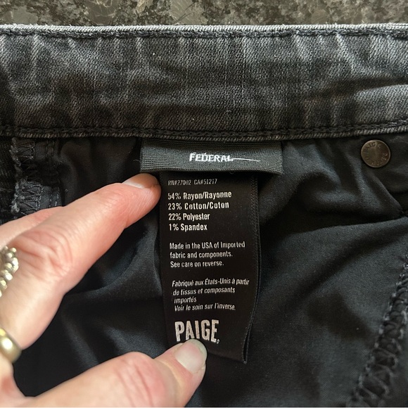PAIGE Federal Charcoal Jeans. 31 inseam. - Picture 2 of 3